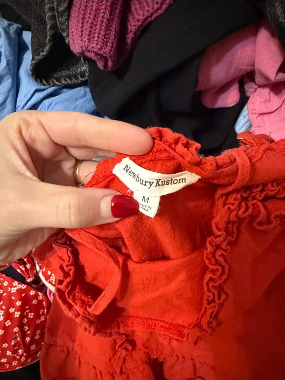 Red Ruffle Spaghetti Strap Top - Picture 3 of 3